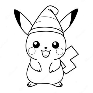 Pikachu Com Chapeu De Natal Pagina Para Colorir 14139-11714