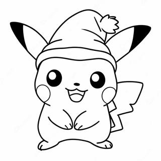 Pikachu Com Chapeu De Natal Pagina Para Colorir 14139-11716