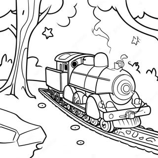 Pagina Para Colorir Do Choo Choo Charles Em Uma Floresta Assustadora 14760-12202