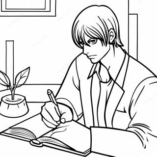 Pagina Para Colorir De Light Yagami Escrevendo Em Seu Caderno 15100-12489