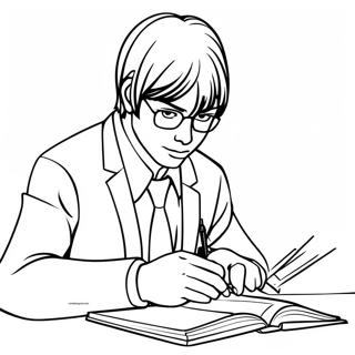 Pagina Para Colorir De Light Yagami Escrevendo Em Seu Caderno 15100-12490