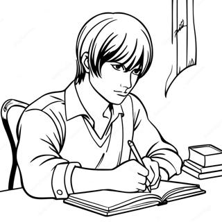 Pagina Para Colorir De Light Yagami Escrevendo Em Seu Caderno 15100-12491