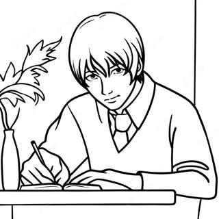 Pagina Para Colorir De Light Yagami Escrevendo Em Seu Caderno 15100-12658