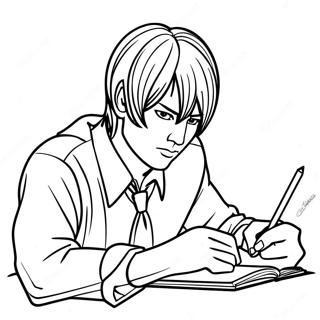 Pagina Para Colorir De Light Yagami Escrevendo Em Seu Caderno 15100-12659