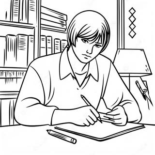Pagina Para Colorir De Light Yagami Escrevendo Em Seu Caderno 15100 12660