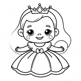 Pagina Para Colorir Da Princesa Bebe Adoravel Em Um Vestido 15300-12962