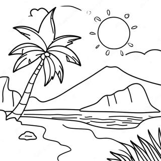 Pagina Para Colorir Do Por Do Sol Na Ilha Tropical 16413-13835