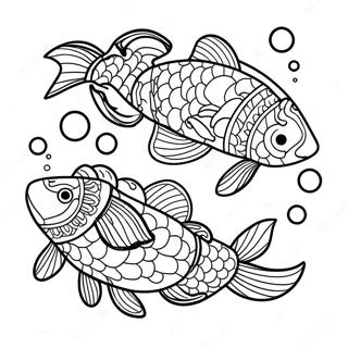 Pagina Para Colorir Do Peixe Koi Colorido Nadando Em Um Lago 17024-14324