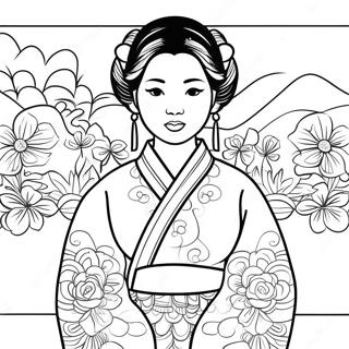 Pagina Para Colorir Do Hanbok Coreano Tradicional 17405-14617