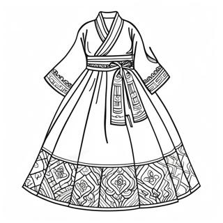 Pagina Para Colorir Do Hanbok Coreano Tradicional 17405-14618