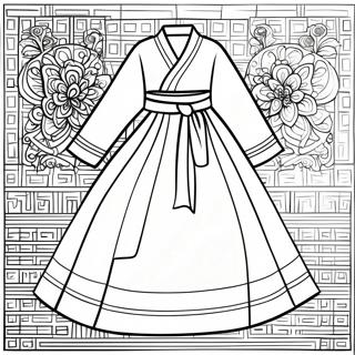 Pagina Para Colorir Do Hanbok Coreano Tradicional 17405-14619