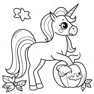 Pagina Para Colorir Unicornio De Halloween Brilhante Com Abobora 17475-14673