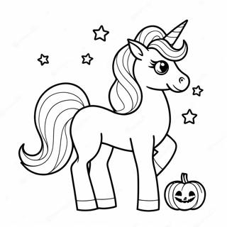 Pagina Para Colorir Unicornio De Halloween Brilhante Com Abobora 17475-14674