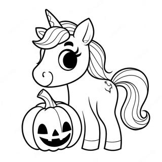 Pagina Para Colorir Unicornio De Halloween Brilhante Com Abobora 17475-14675