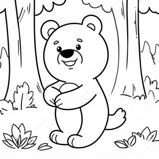 Pagina Para Colorir Hey Bear Fofo Brincando Na Floresta 17986-15073