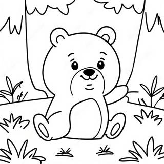 Pagina Para Colorir Hey Bear Fofo Brincando Na Floresta 17986-15074