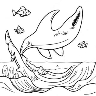 Pagina Para Colorir Do Megalodon Nadando No Oceano 1802-1485