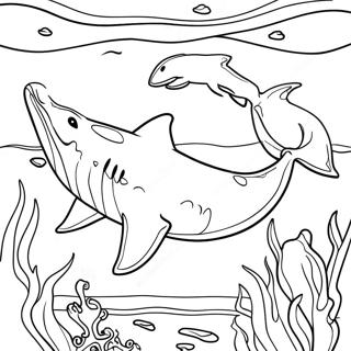 Pagina Para Colorir Do Megalodon Nadando No Oceano 1802-1486