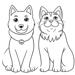 Cão E Gato Páginas Para Colorir