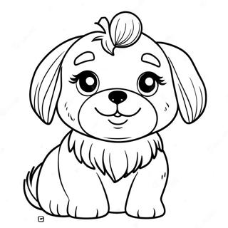 Pagina Para Colorir Do Fofo Shih Tzu Brincando 19319-16145