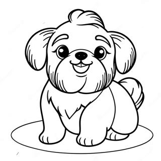 Pagina Para Colorir Do Fofo Shih Tzu Brincando 19319-16146