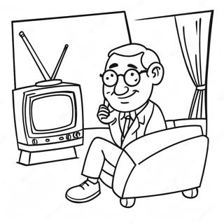 Pagina Para Colorir Do Homem Da Tv Assistindo A Um Programa Engracado 19339-16161