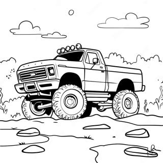 Pagina Para Colorir De Caminhao Ford Elevado Em Terreno Lamacento 19909-18580