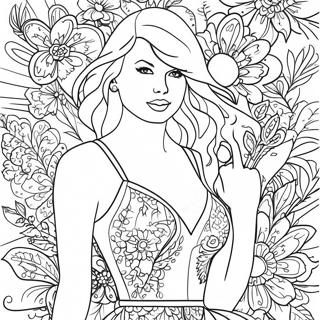 Pagina Para Colorir Da Taylor Swift Em Um Deslumbrante Vestido Vermelho 19929-18595