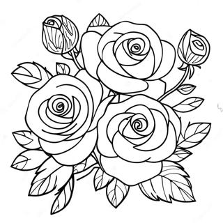 Pagina Para Colorir Do Bonito Buque De Rosas 20372-18922