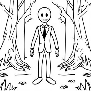 Pagina Para Colorir Do Slenderman Assustador Na Floresta 20542-19058