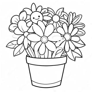 Pagina Para Colorir De Vaso De Flores Colorido Com Flores 20612-19114