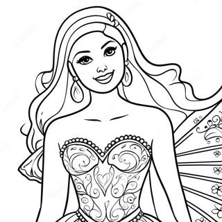 Pagina Para Colorir Da Barbie Em Um Vestido Brilhante 20702-19186