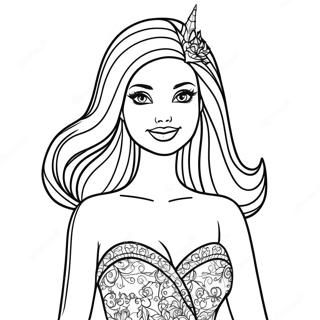 Pagina Para Colorir Da Barbie Em Um Vestido Brilhante 20702-19187