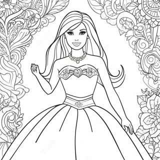 Pagina Para Colorir Da Barbie Em Um Vestido Brilhante 20702-19188