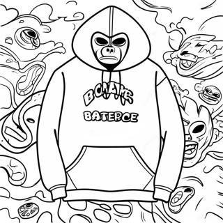 Pagina Para Colorir Do Design Do Moletom Bape 20813-19266