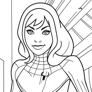 Gwen Stacy Com Fantasia Do Homem Aranha Pagina Para Colorir 21023-19433