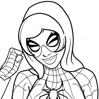 Gwen Stacy Com Fantasia Do Homem Aranha Pagina Para Colorir 21023-19436