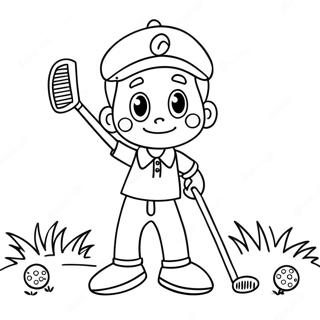 Pagina Para Colorir Do Golfista De Desenho Animado Fofo 2132-1750