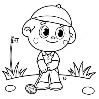 Pagina Para Colorir Do Golfista De Desenho Animado Fofo 2132-1752