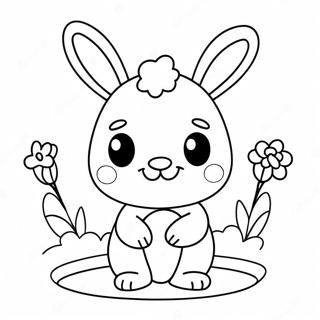 Pagina Para Colorir Do Coelhinho Kawaii Fofo Com Flores 21383-19717