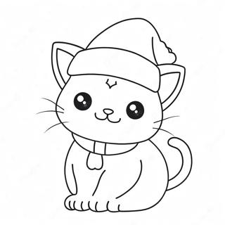 Pagina Para Colorir Gato De Natal Adoravel Com Chapeu De Papai Noel 21793-20189