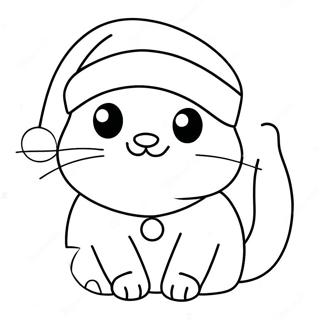 Pagina Para Colorir Gato De Natal Adoravel Com Chapeu De Papai Noel 21793-20191