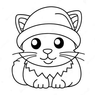 Pagina Para Colorir Gato De Natal Adoravel Com Chapeu De Papai Noel 21793-20192