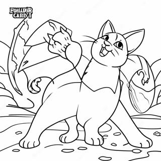 Pagina Para Colorir De Cena De Batalha De Gato Guerreiro Realista 22403-20668