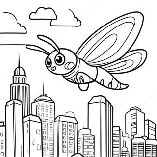 Pagina Para Colorir De Mothra Voando Sobre A Cidade 22584-20813