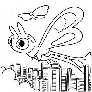 Pagina Para Colorir De Mothra Voando Sobre A Cidade 22584-20816