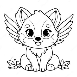 Pagina Para Colorir Do Lobo Bebe Fofo Com Asas Coloridas 22604-20829