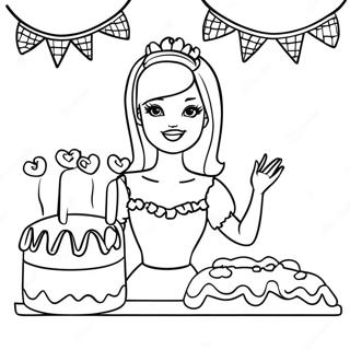 Pagina Para Colorir Da Barbie Com Bolo De Aniversario 23114-21231