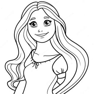 Pagina Para Colorir Da Rapunzel Com Cabelo Longo 23424-21478