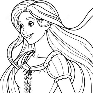 Pagina Para Colorir Da Rapunzel Com Cabelo Longo 23424-21651